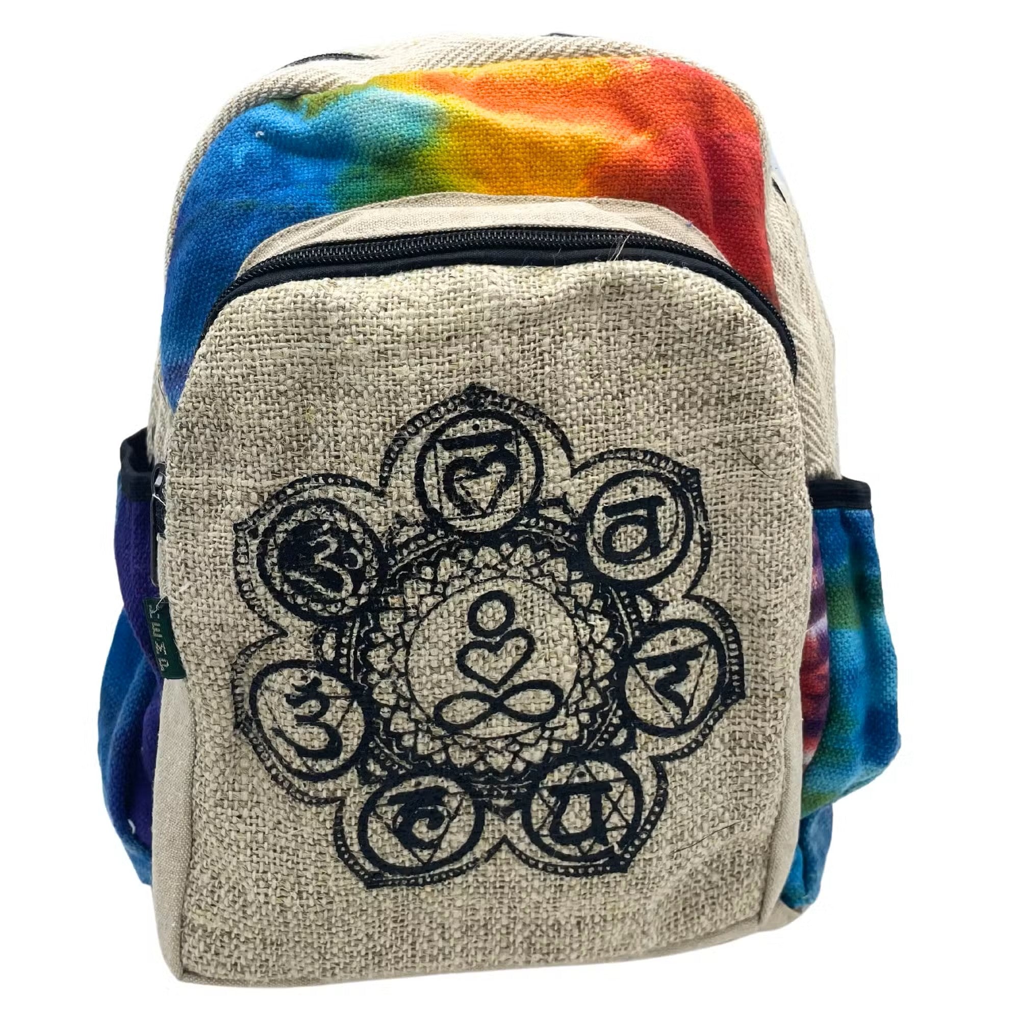 7-Chakra Hanf-Rucksack „Energy Batik“ – Handgefertigter mittelgroßer Yoga- & City-Backpack