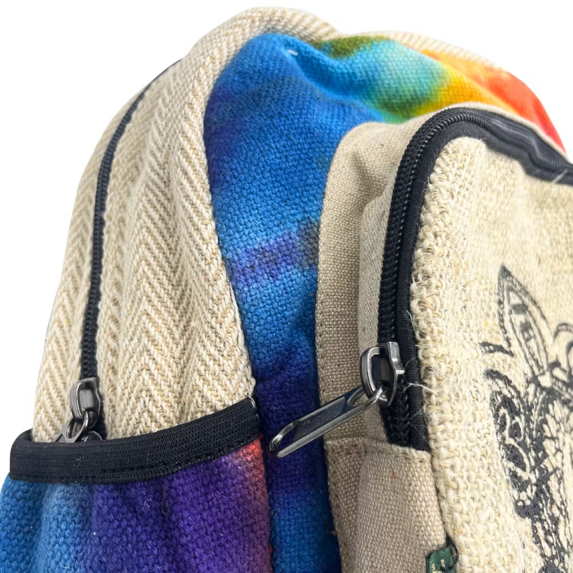 7-Chakra Hanf-Rucksack „Energy Batik“ – Handgefertigter mittelgroßer Yoga- & City-Backpack
