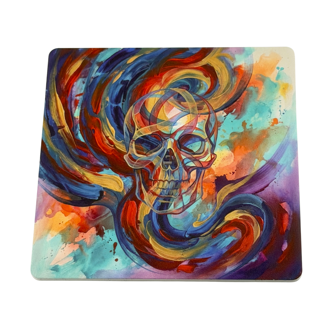 Ahnenschädel – Motiv 2 | Abstrakter Räucherstäbchenhalter aus Acryl - 10 × 10 cm