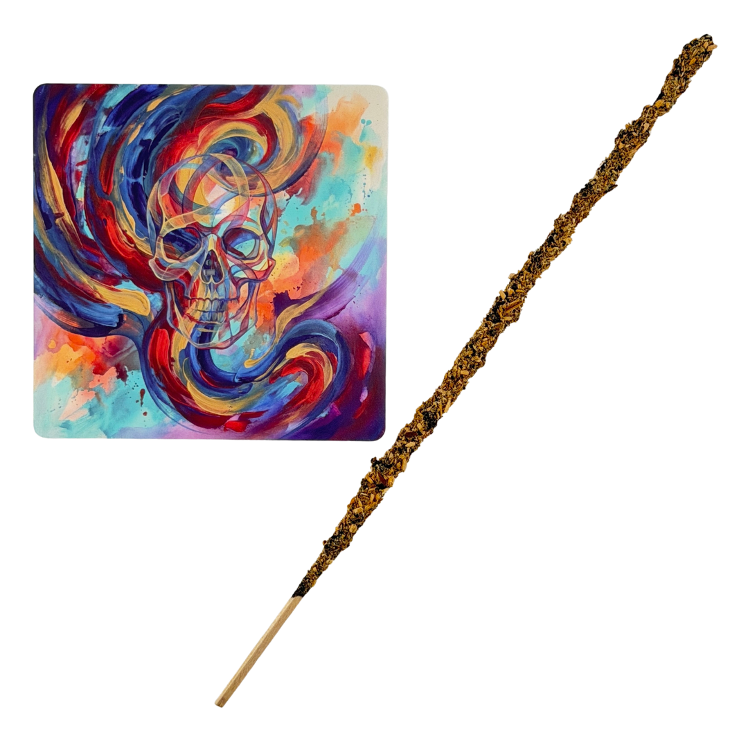 Ahnenschädel – Motiv 2 | Abstrakter Räucherstäbchenhalter aus Acryl - 10 × 10 cm