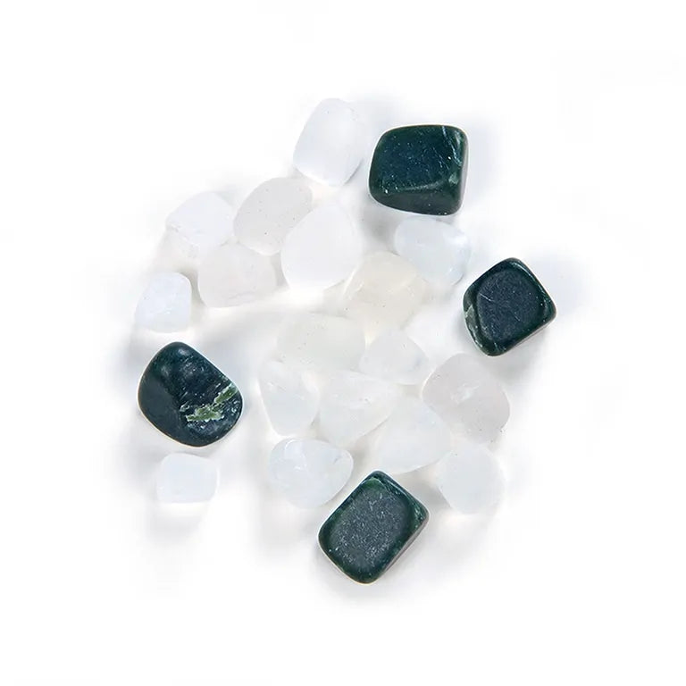 Ausgeglichenheit – Lapis-Vitalis - Nephrit & Bergkristall Wassersteine ca. 100 g in Metall-Geschenkdose