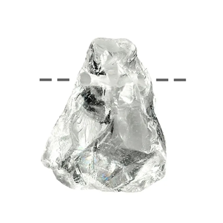 Bergkristall Rohstein gebohrt – ca. 3,5–4,5 cm, Bohrung 3 mm