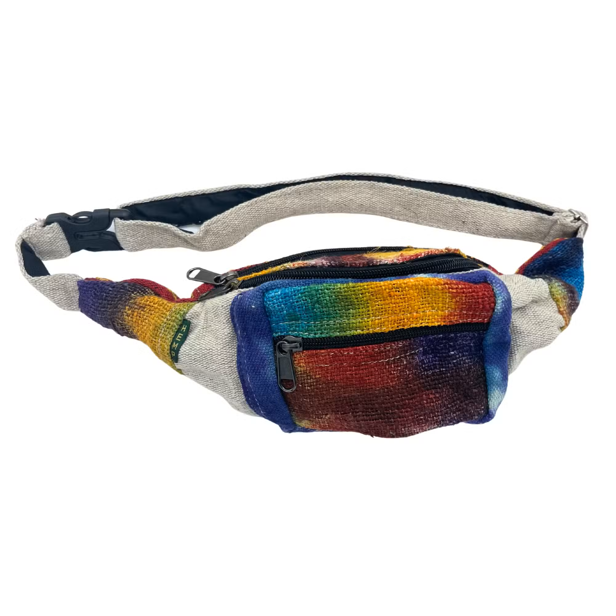 Boho Hanf-Gürteltasche „Batik-Wave“ – Handgefertigte Hüfttasche aus Nepal