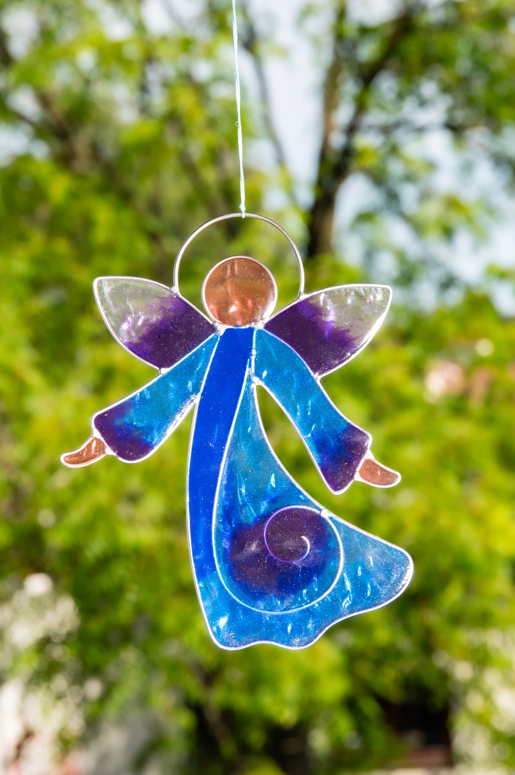 Engel - blau/violett - Fensterbild