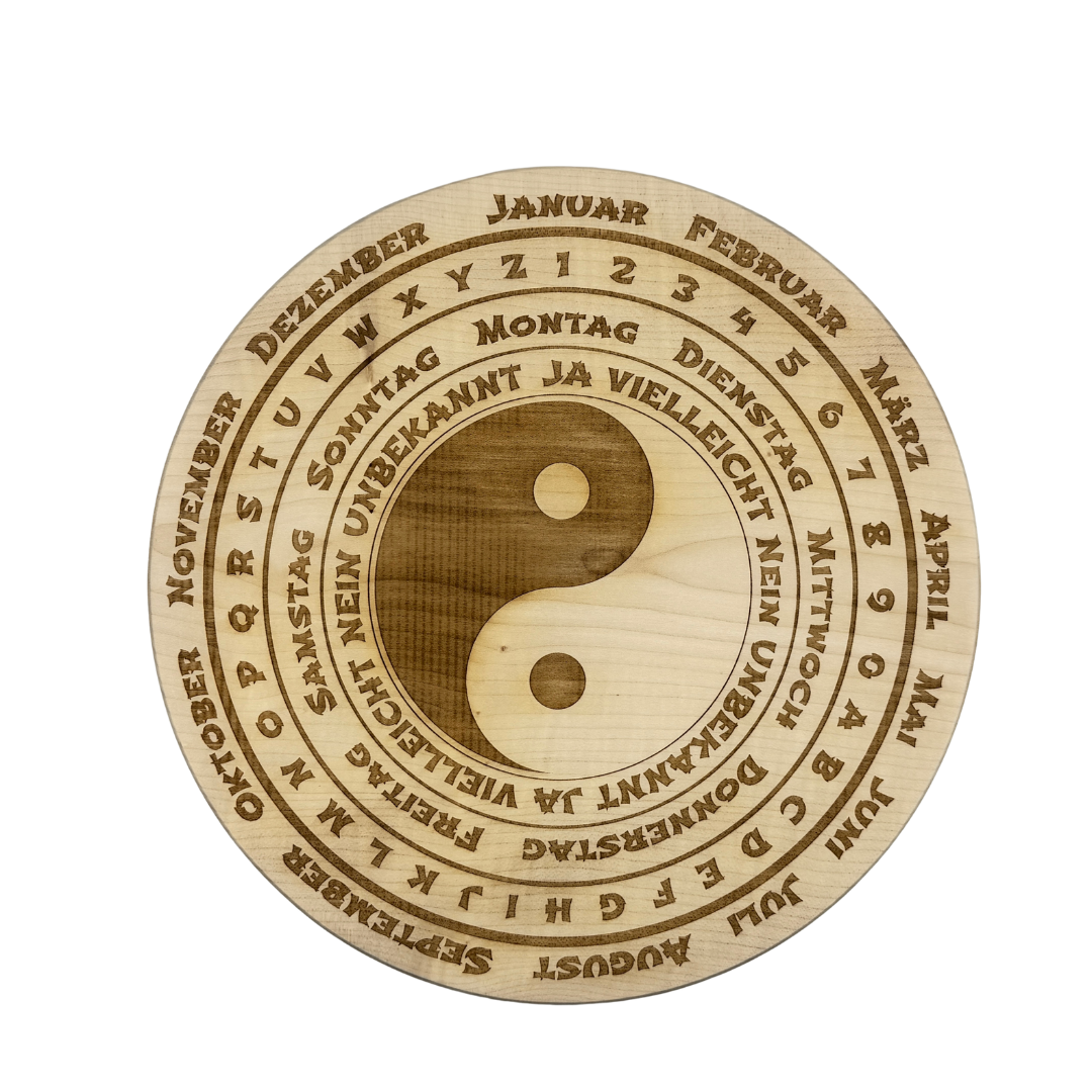 Exklusives Pendelbrett - Yin und Yang - Aus reinem Ahornholz 30 cm