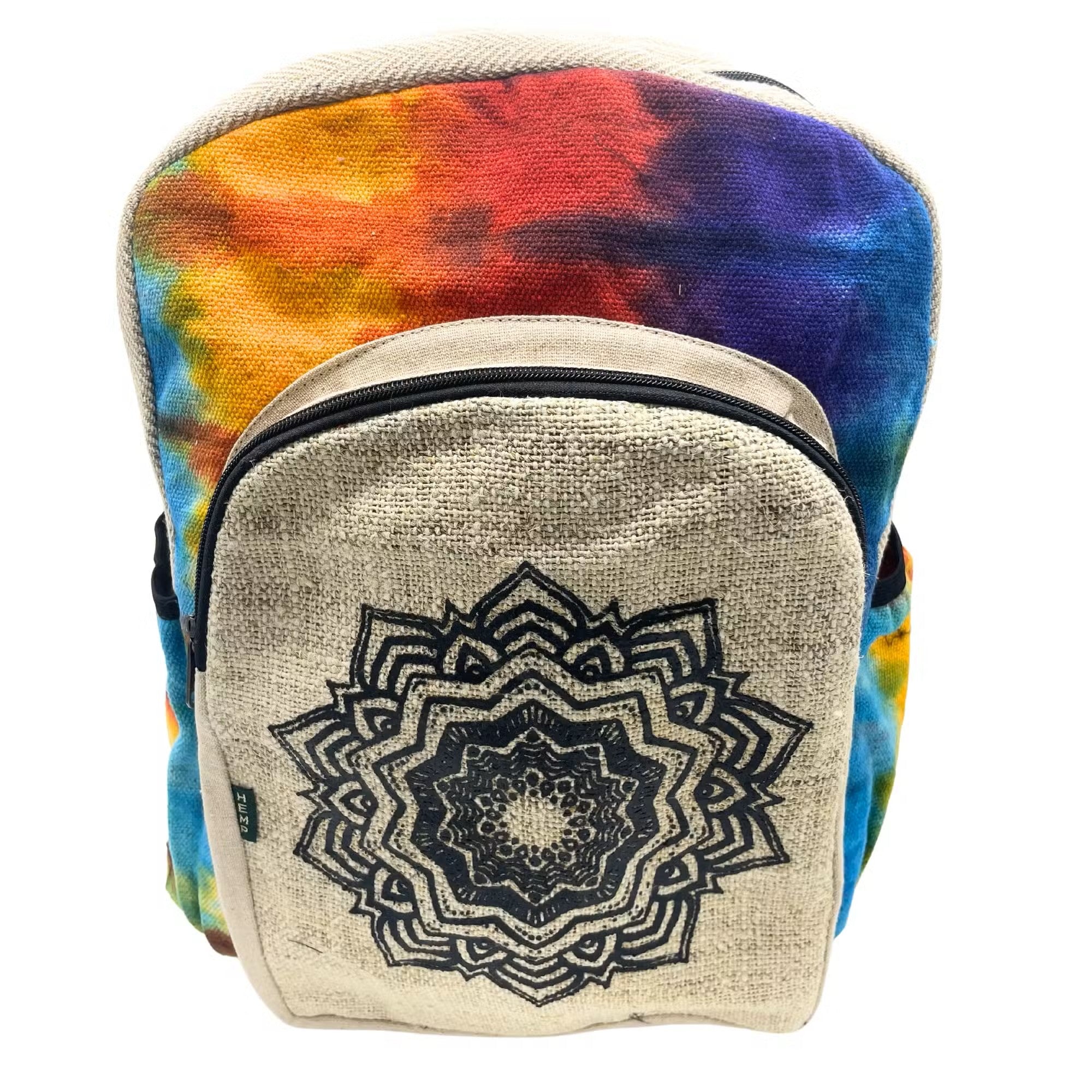 Großer Hanf-Rucksack „Mandala-Soul“ – Handgefertigter XL Daypack aus Nepal