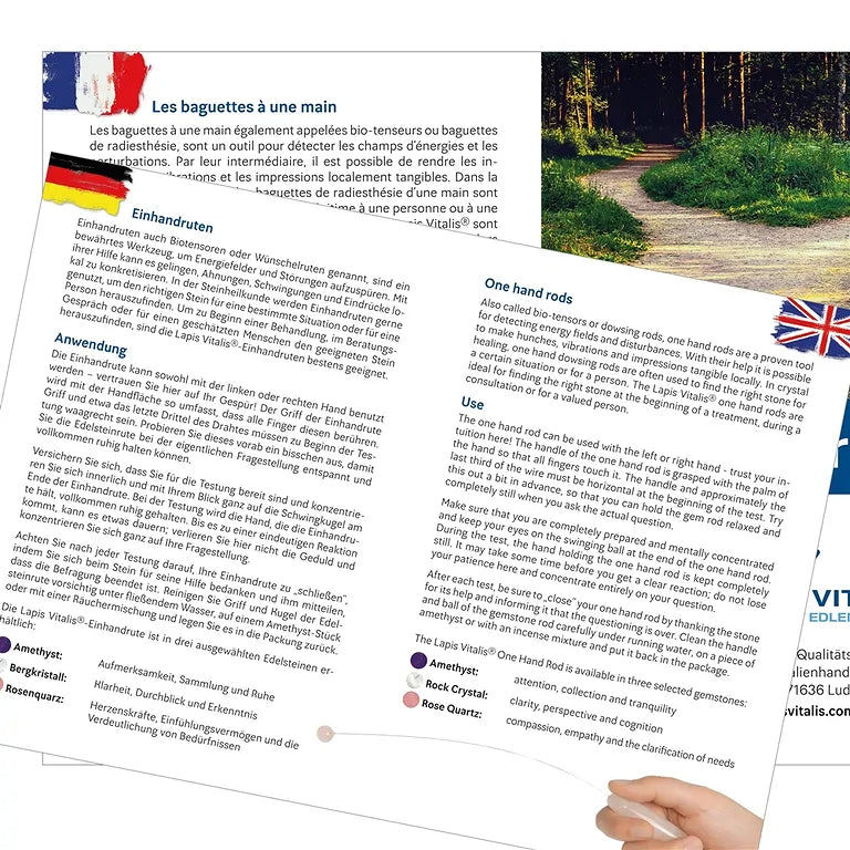 Lapis Vitalis® - Einhandrute Bergkristall (Biotensor) – inkl. Beileger & Box