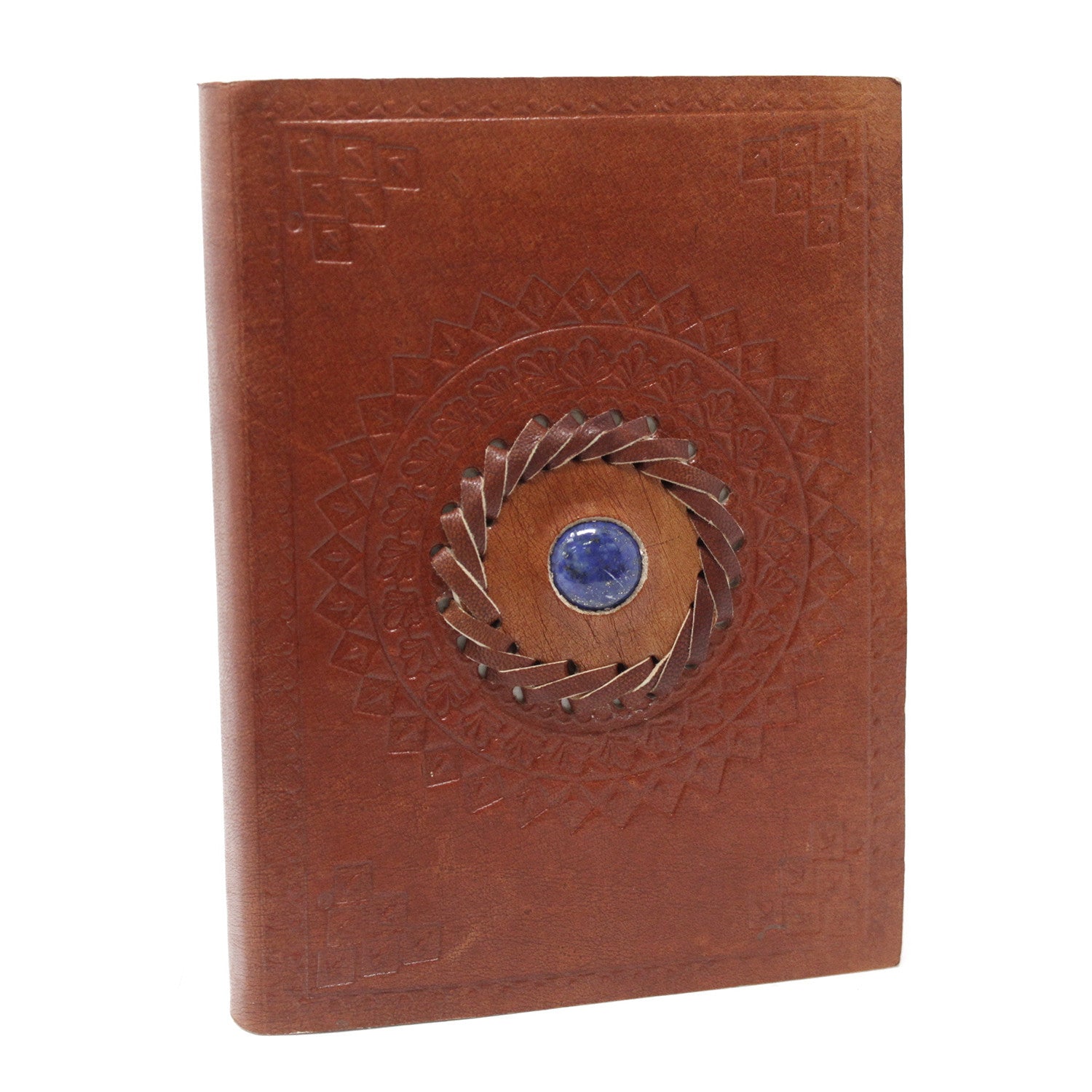 Ledernotizbuch mit Lapis Lazuli – 17 × 12 cm, 200 linierte Seiten