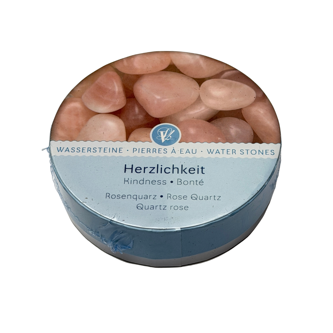 Herzlichkeit – Lapis-Vitalis - Wassersteine Rosenquarz ca. 100 g in Pappschachtel