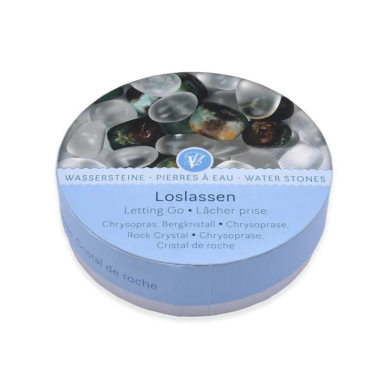 Loslassen – Lapis-Vitalis - Wassersteine Chrysopras & Bergkristall ca. 100 g in Pappschachtel