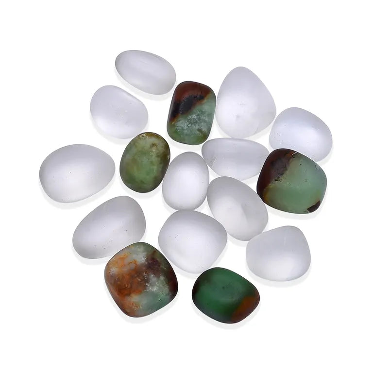 Loslassen – Lapis-Vitalis - Wassersteine Chrysopras & Bergkristall ca. 100 g in Pappschachtel