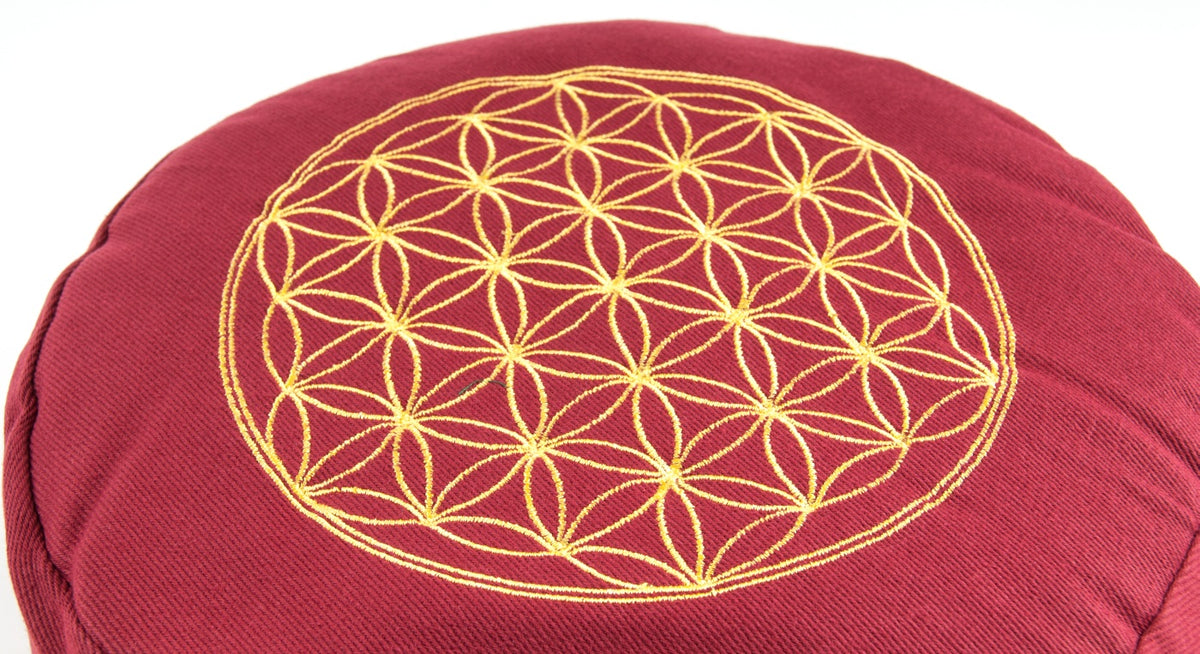 Meditationskissen „Blume des Lebens“ – Rot – Ø 30 cm – BERK