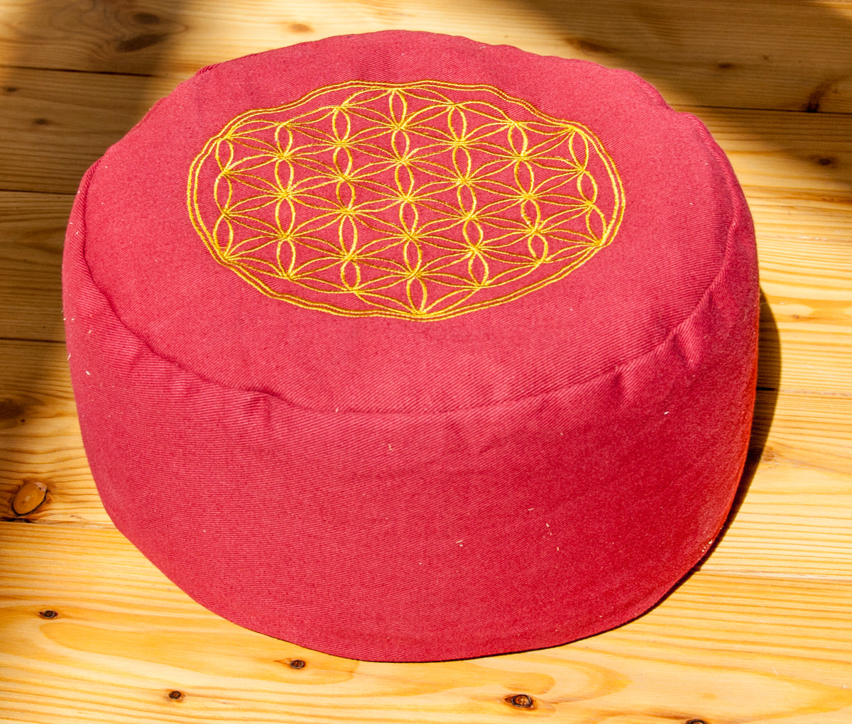 Meditationskissen „Blume des Lebens“ – Rot – Ø 30 cm – BERK