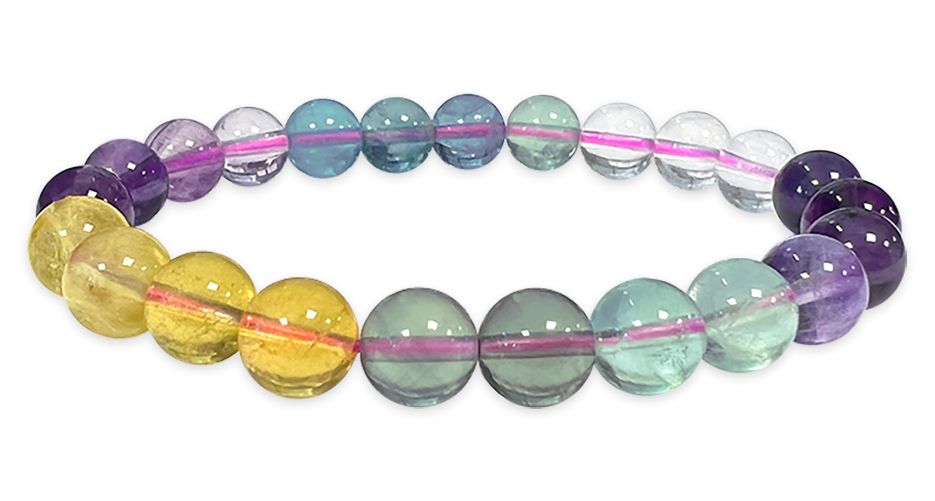 Mehrfarbiges Fluorit - AAA Qualität - Perlenarmband 8 mm
