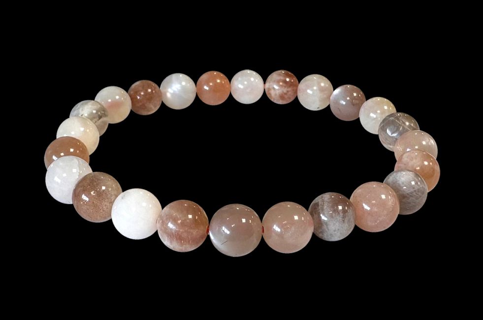 Mehrfarbiges Mondstein - AA Qualität - Perlenarmband 8 mm