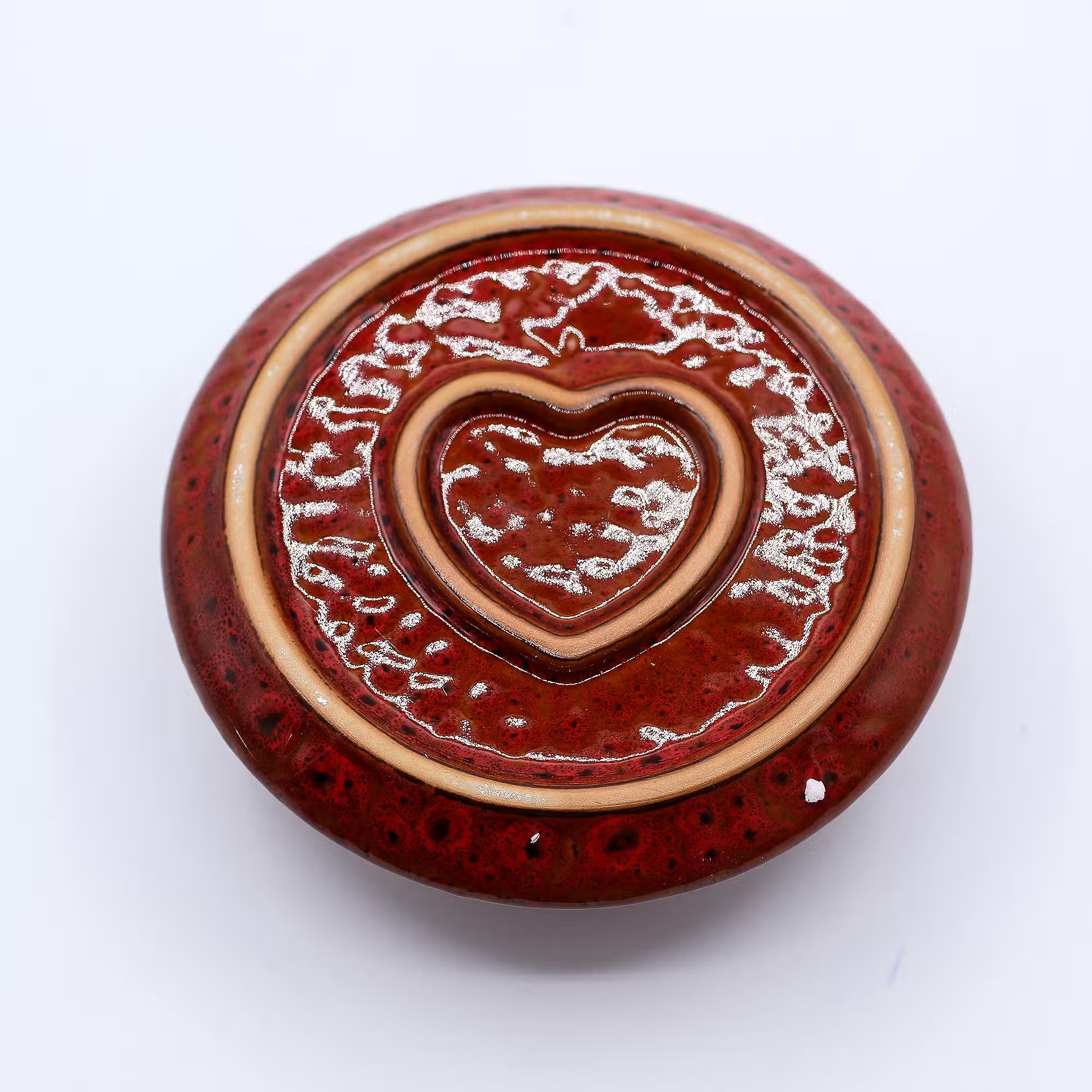 Multifunktions-Räucherschale "Herz & Mandala" für Palo Santo & Räucherbündel – Rot Glänzend (12,5 cm)
