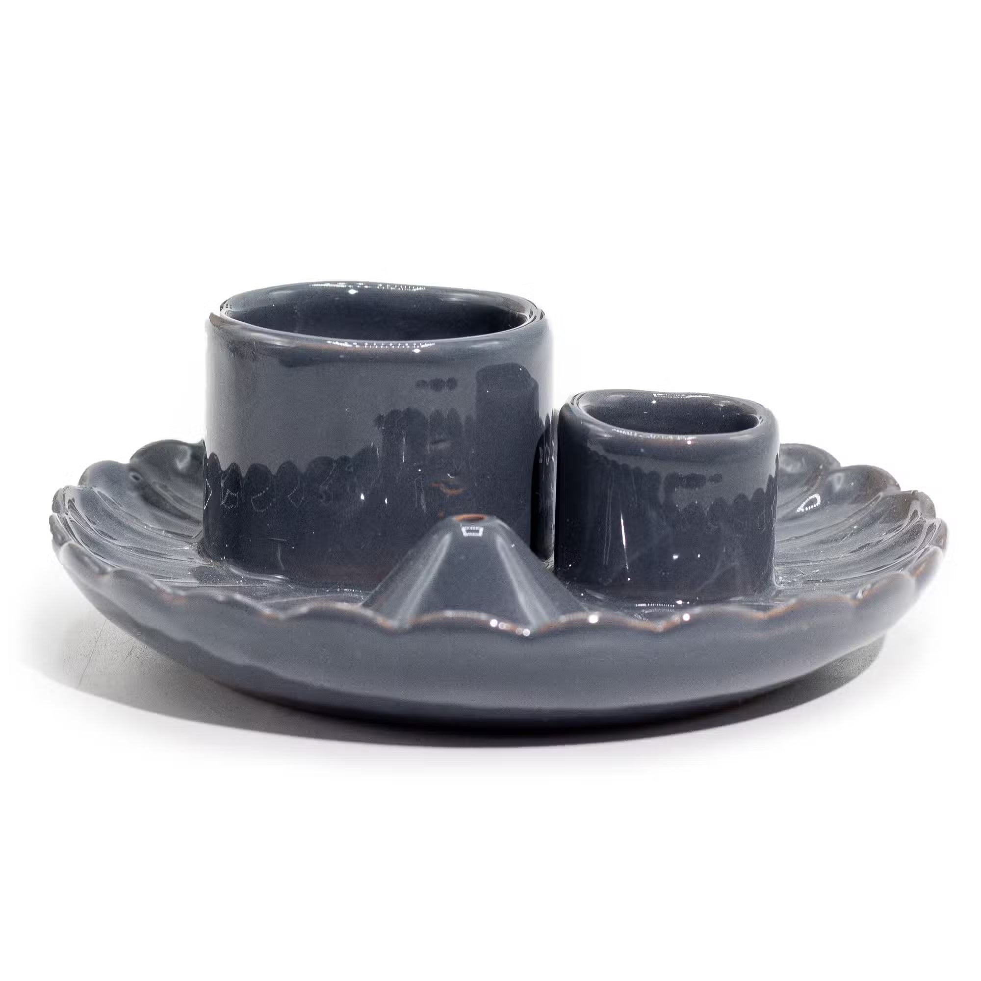 Multifunktions-Räucherschale "Lotus" für Palo Santo & Räucherbündel – Grau Glänzend (12,5 cm)