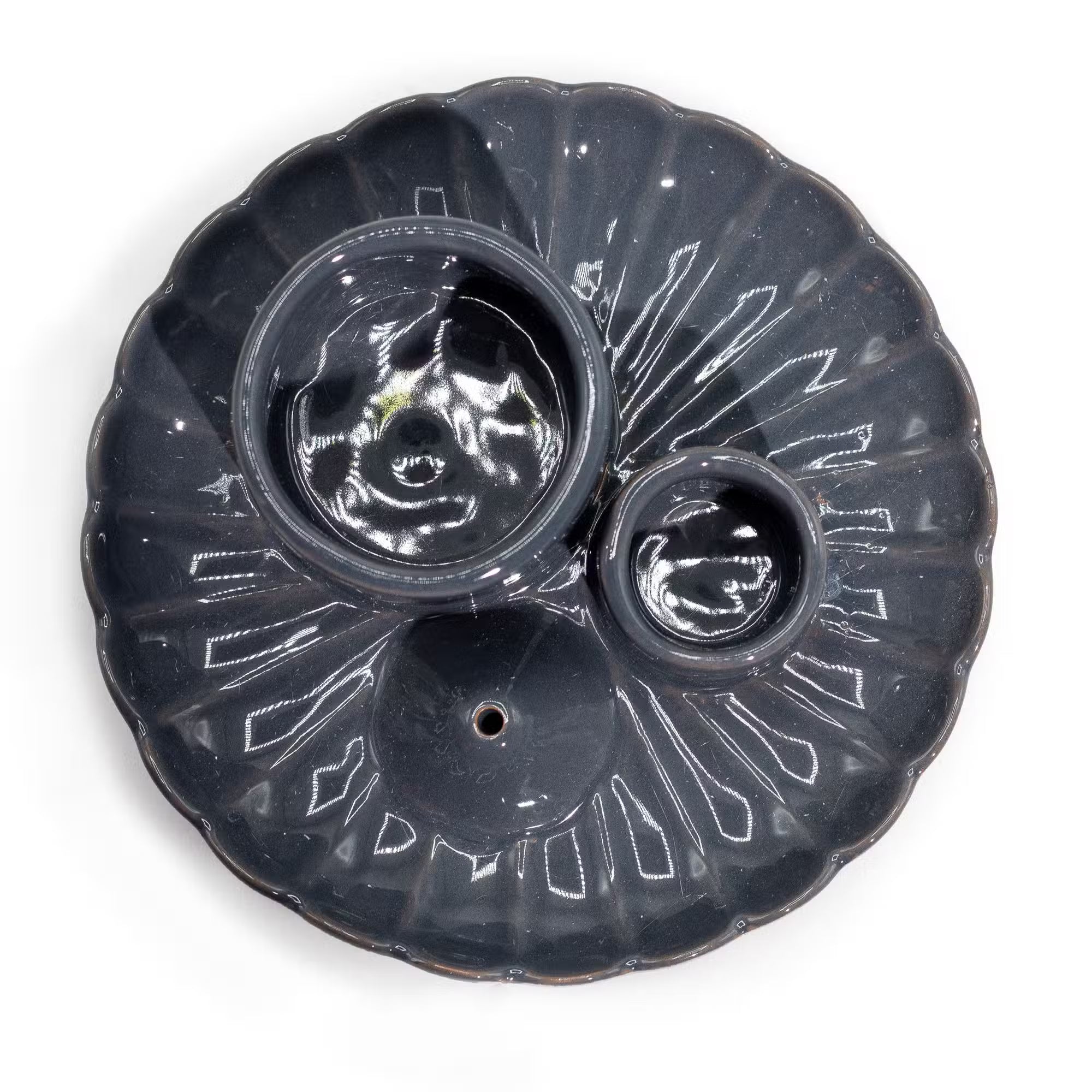 Multifunktions-Räucherschale "Lotus" für Palo Santo & Räucherbündel – Grau Glänzend (12,5 cm)