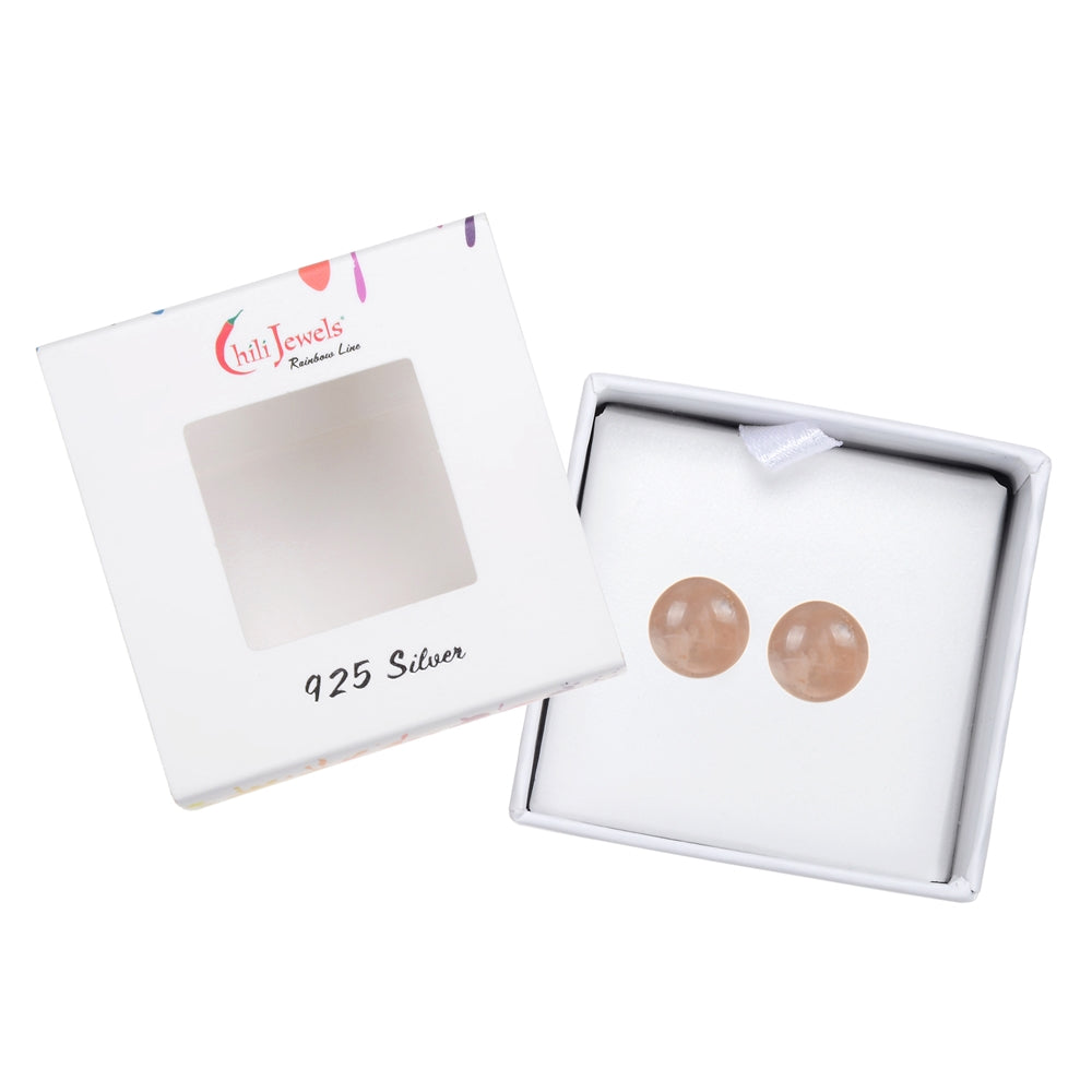 Intuition – Mondstein Ohrstecker Kugel 8 mm – 925er Silber, rhodiniert