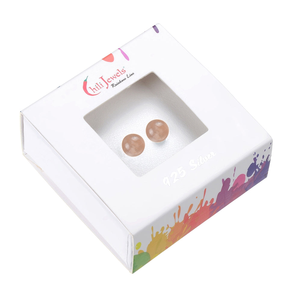 Intuition – Mondstein Ohrstecker Kugel 8 mm – 925er Silber, rhodiniert