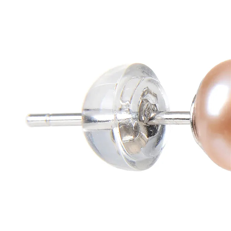 Ohrstecker Perle lachs (natur), Kugel, 8 mm 925 Silber