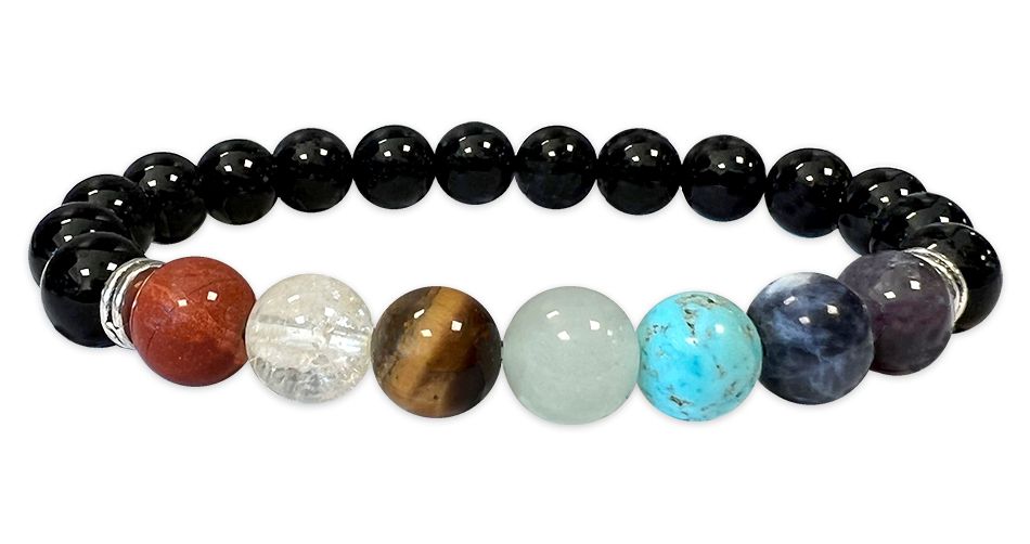 Onyx & 7 Chakren - Perlenarmband - 8 mm