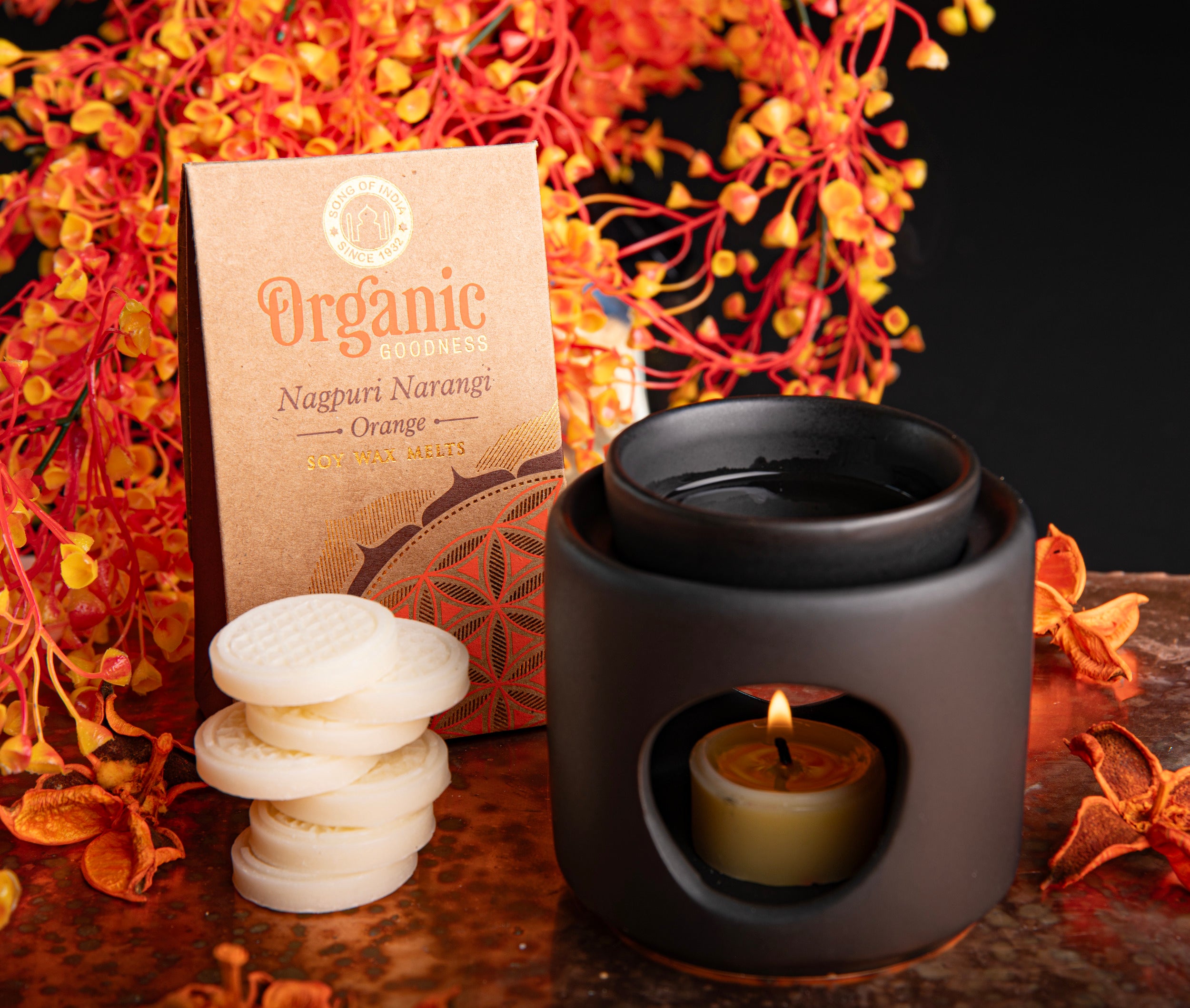 Orangen - Wachstaler - Blume des Lebens - für Aromalampen