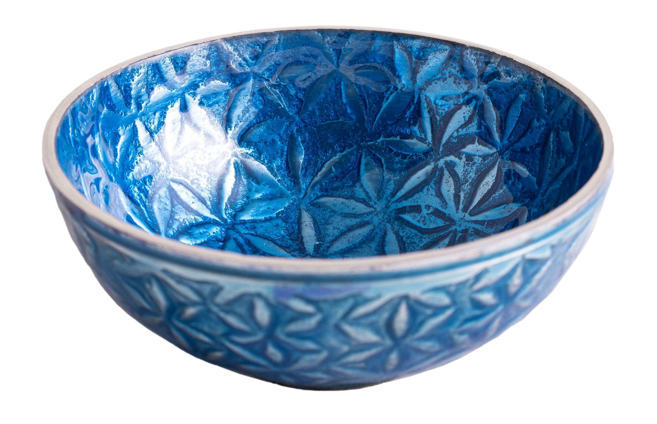 Räucherschale Blume des Lebens - Aluminium, blau ø 12 cm