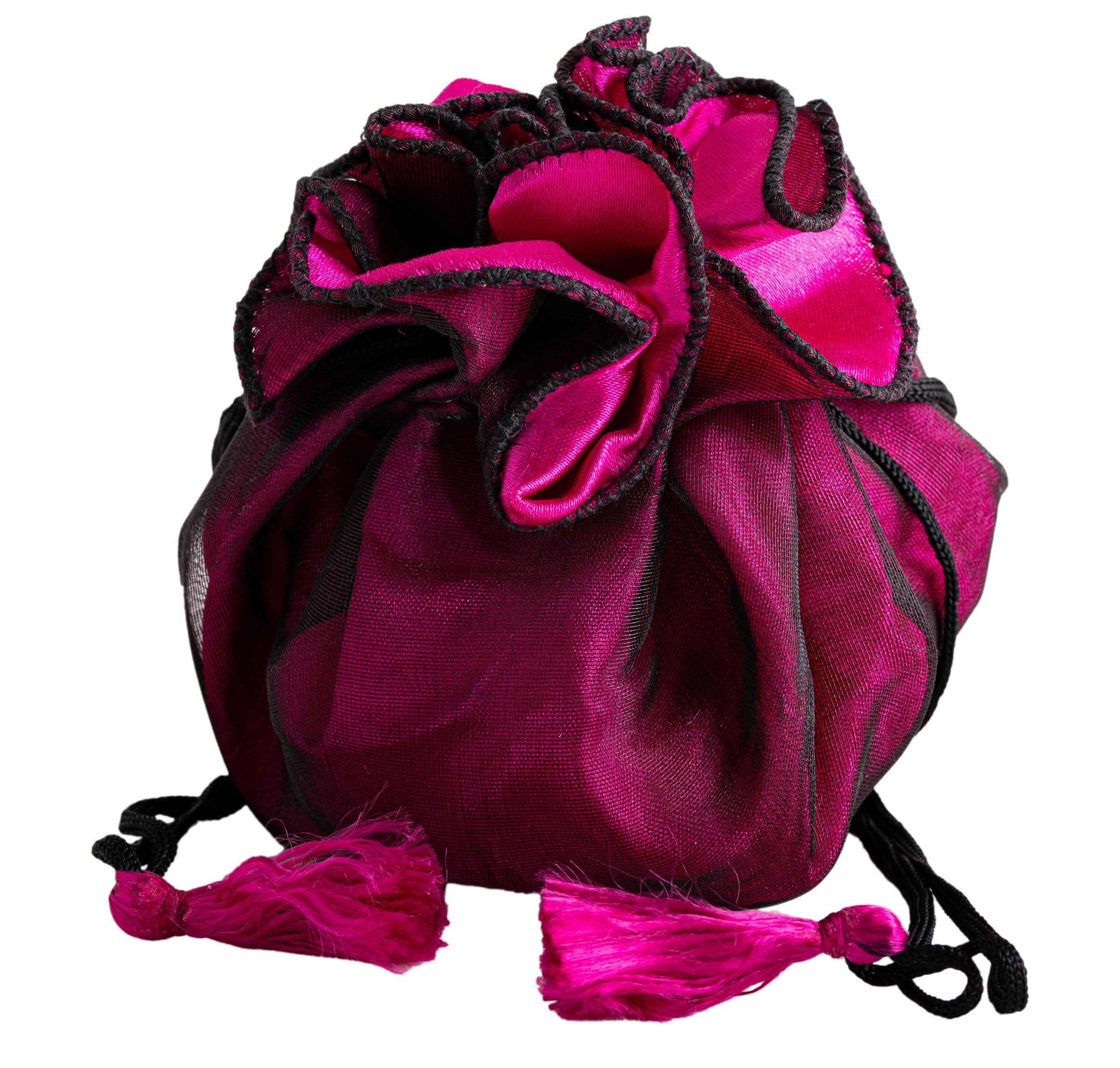 Rosen Beutel Schwarz / Fuchsia ø 13 cm