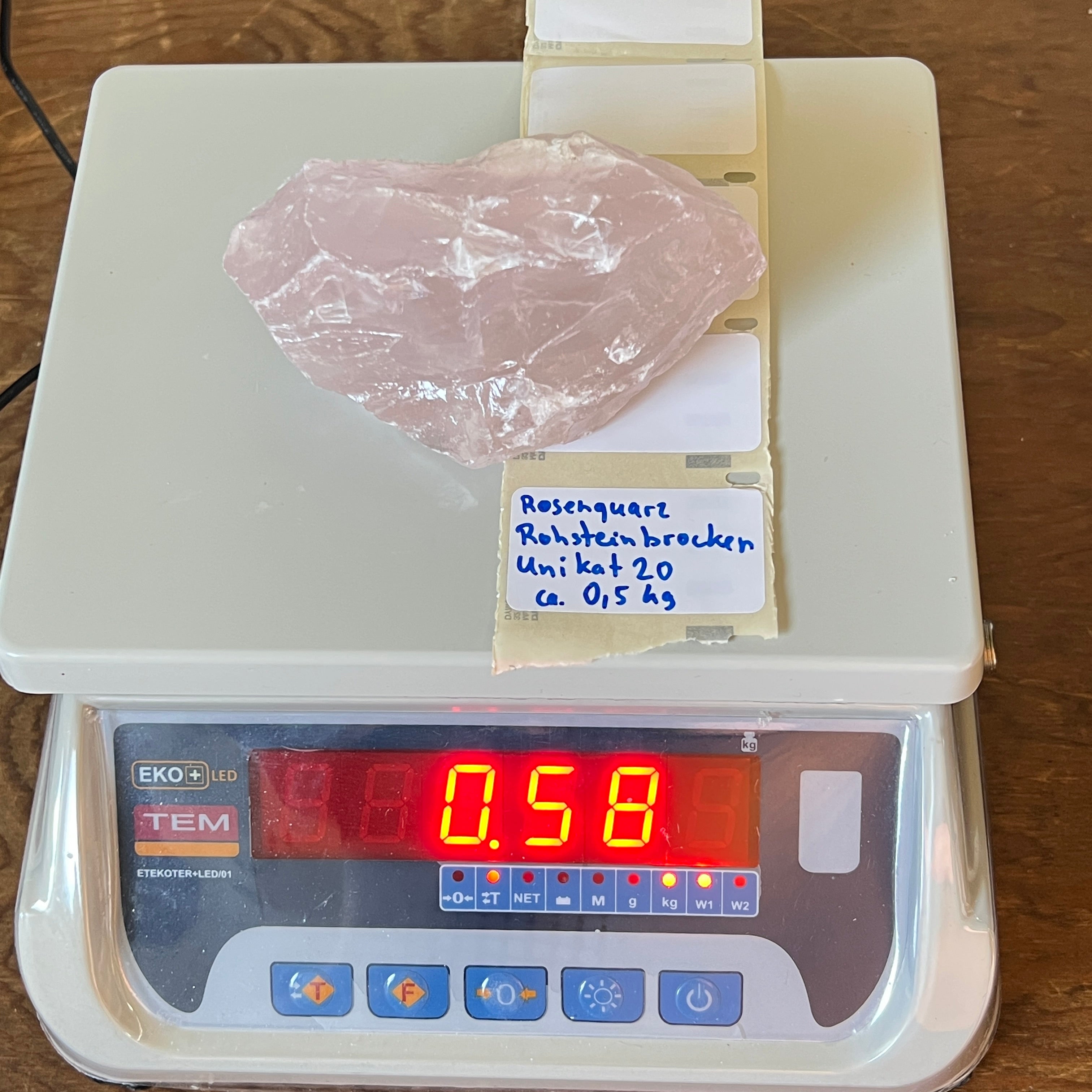 Rosenquarz - Rohsteinbrocken - Liebe und Harmonie - Unikat 20 - ca. 0,5 kg - Maße: 11 x 7 x 6 cm - Sehr Gute Qualität aus Madagaskar