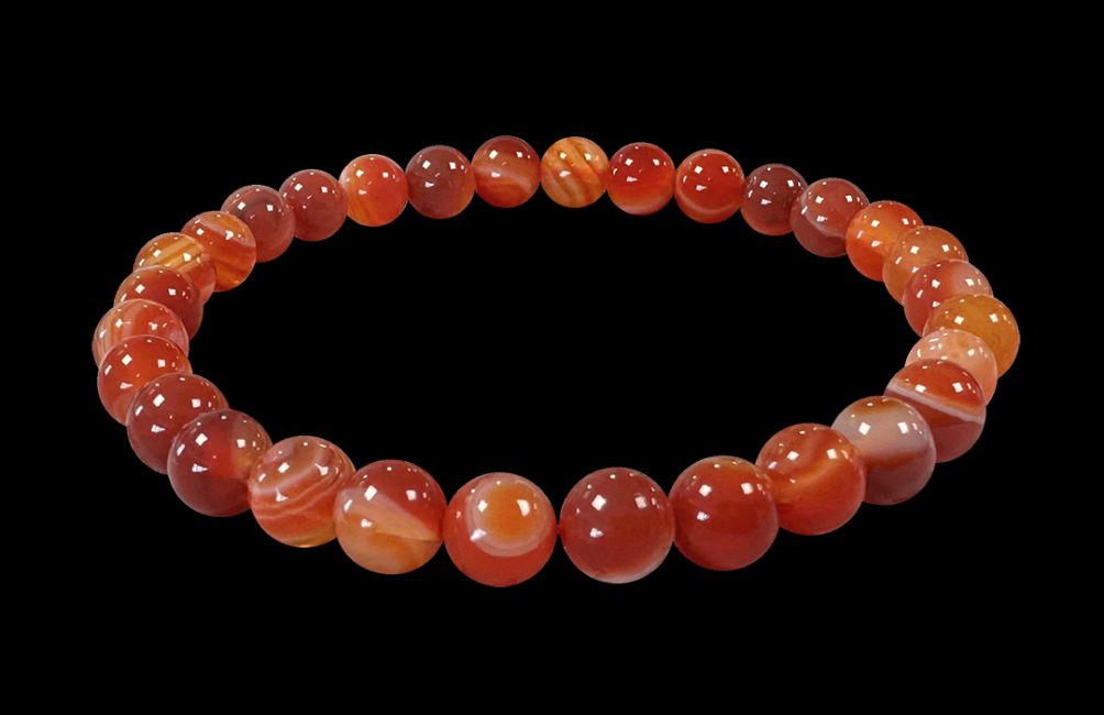Roter Achat gebändert - A Qualität - Perlenarmband 6 mm