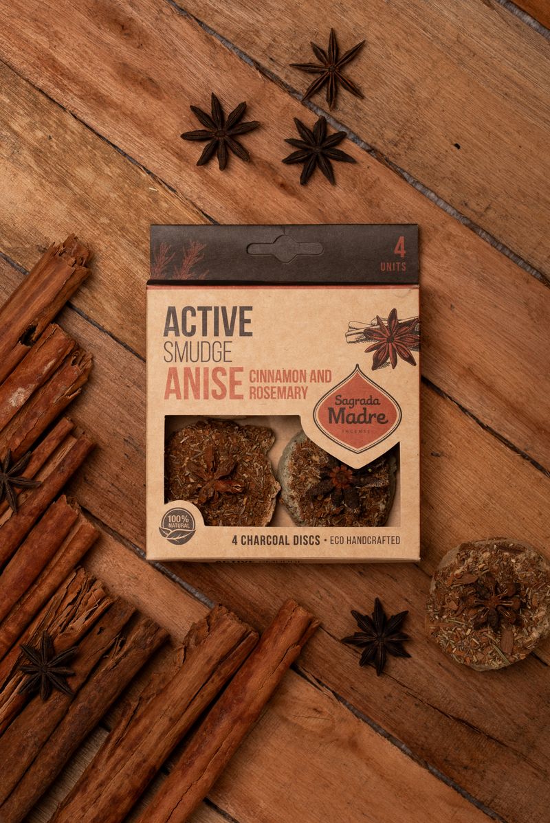 Sagrada Madre - Defumación Activada - Aktiv-Räuchertabletten Anis, Zimt & Rosmarin