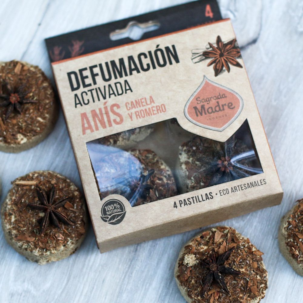 Sagrada Madre - Defumación Activada - Aktiv-Räuchertabletten Anis, Zimt & Rosmarin
