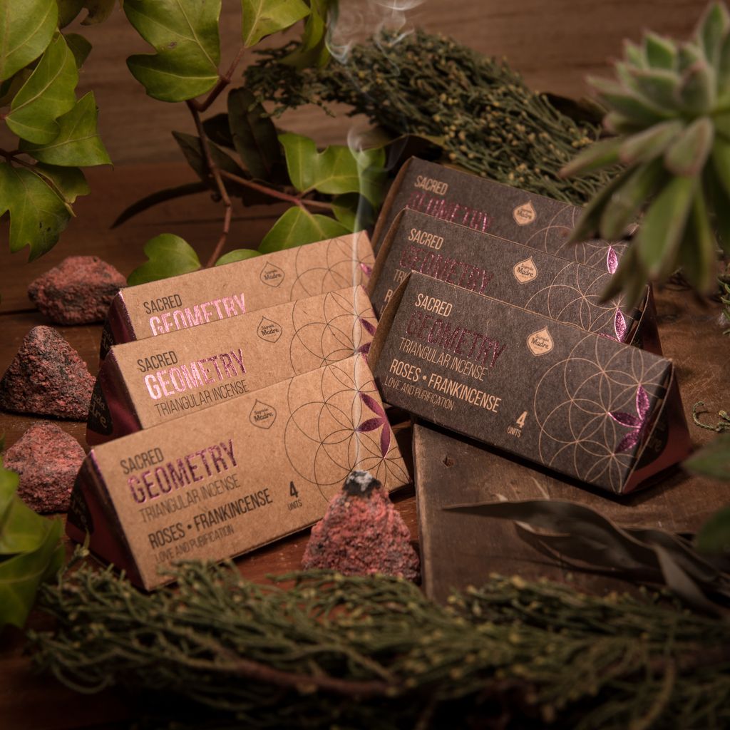Sagrada Madre - Sacred Geometry - Dreieck-Räucherkegel - Rosen & Weihrauch