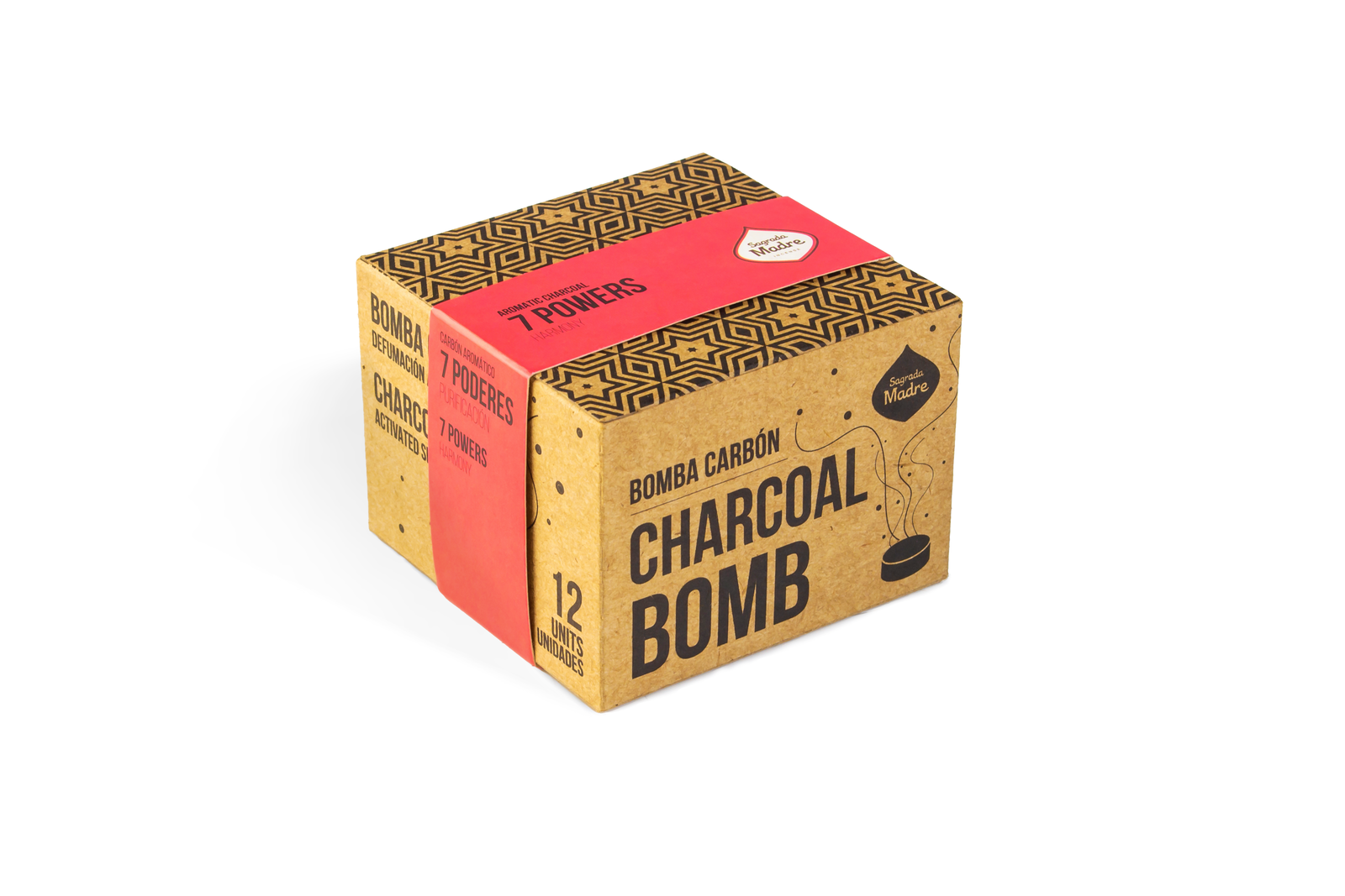 Sagrada Madre – Bomba Carbón - Aktiv-Räucherkohle - 7 Kräfte - 12 Stk.