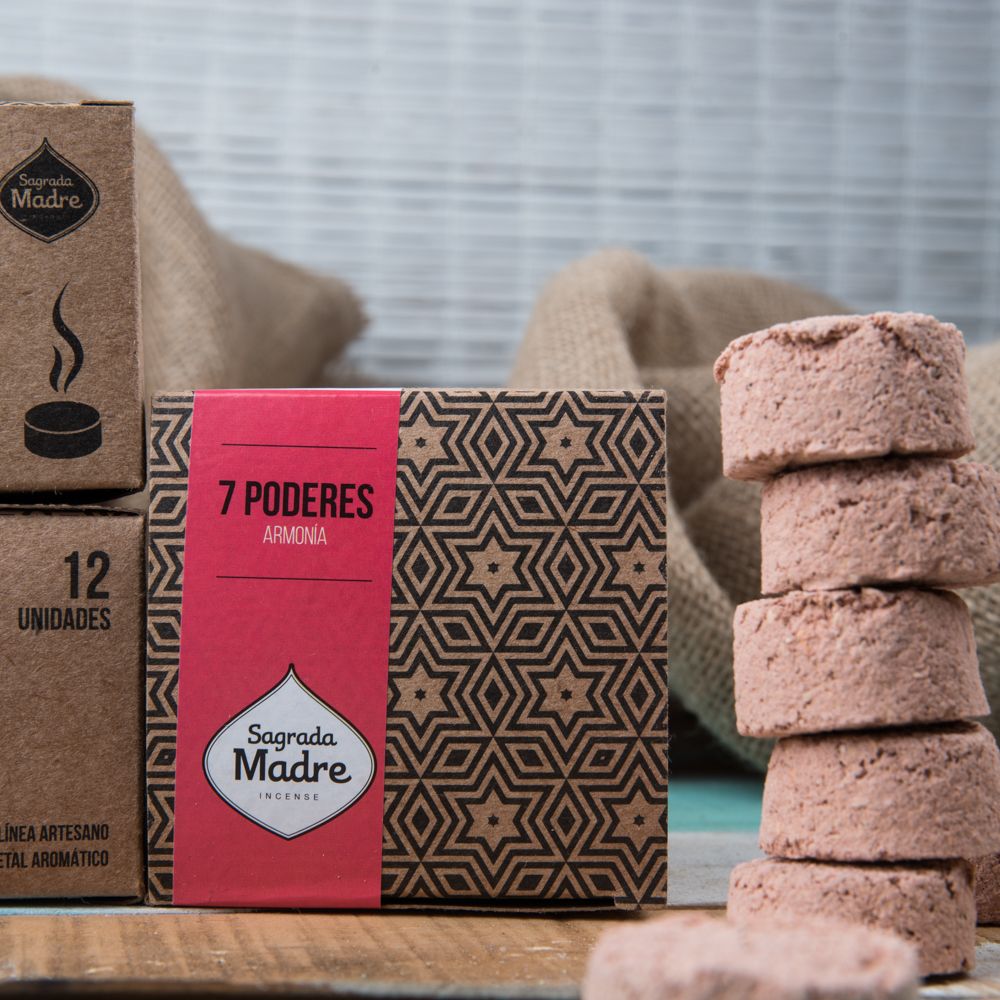 Sagrada Madre – Bomba Carbón - Aktiv-Räucherkohle - 7 Kräfte - 12 Stk.