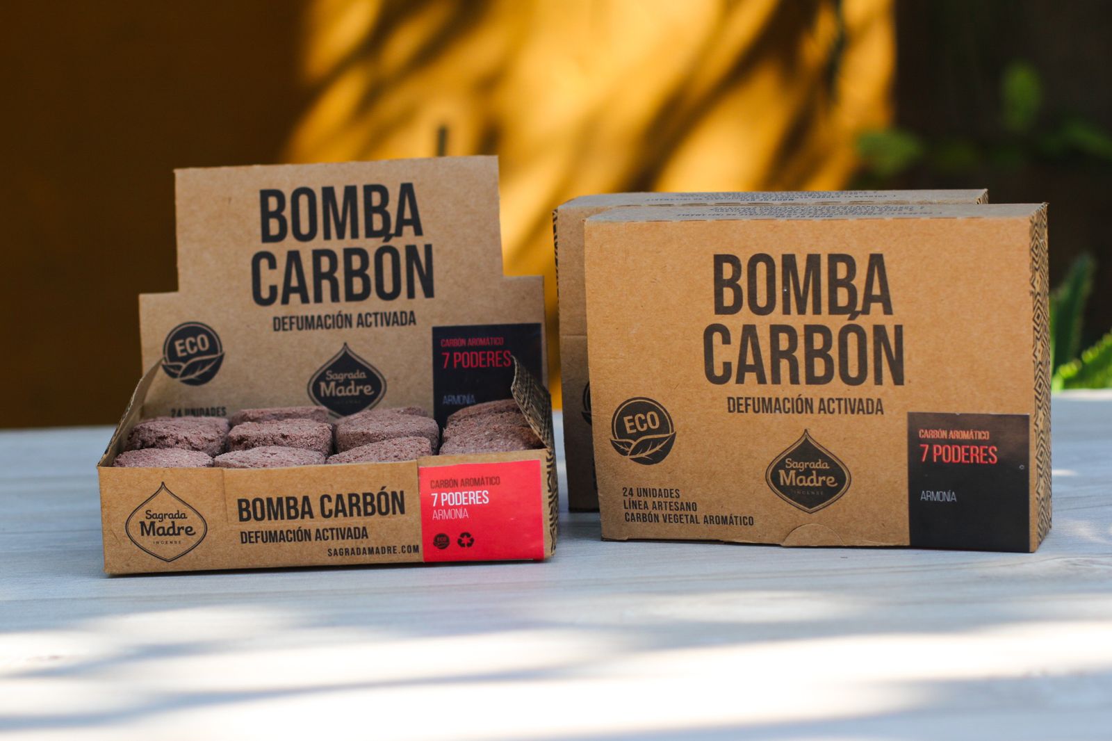 Sagrada Madre – Bomba Carbón - Aktiv-Räucherkohle - 7 Kräfte - 24 Stk.