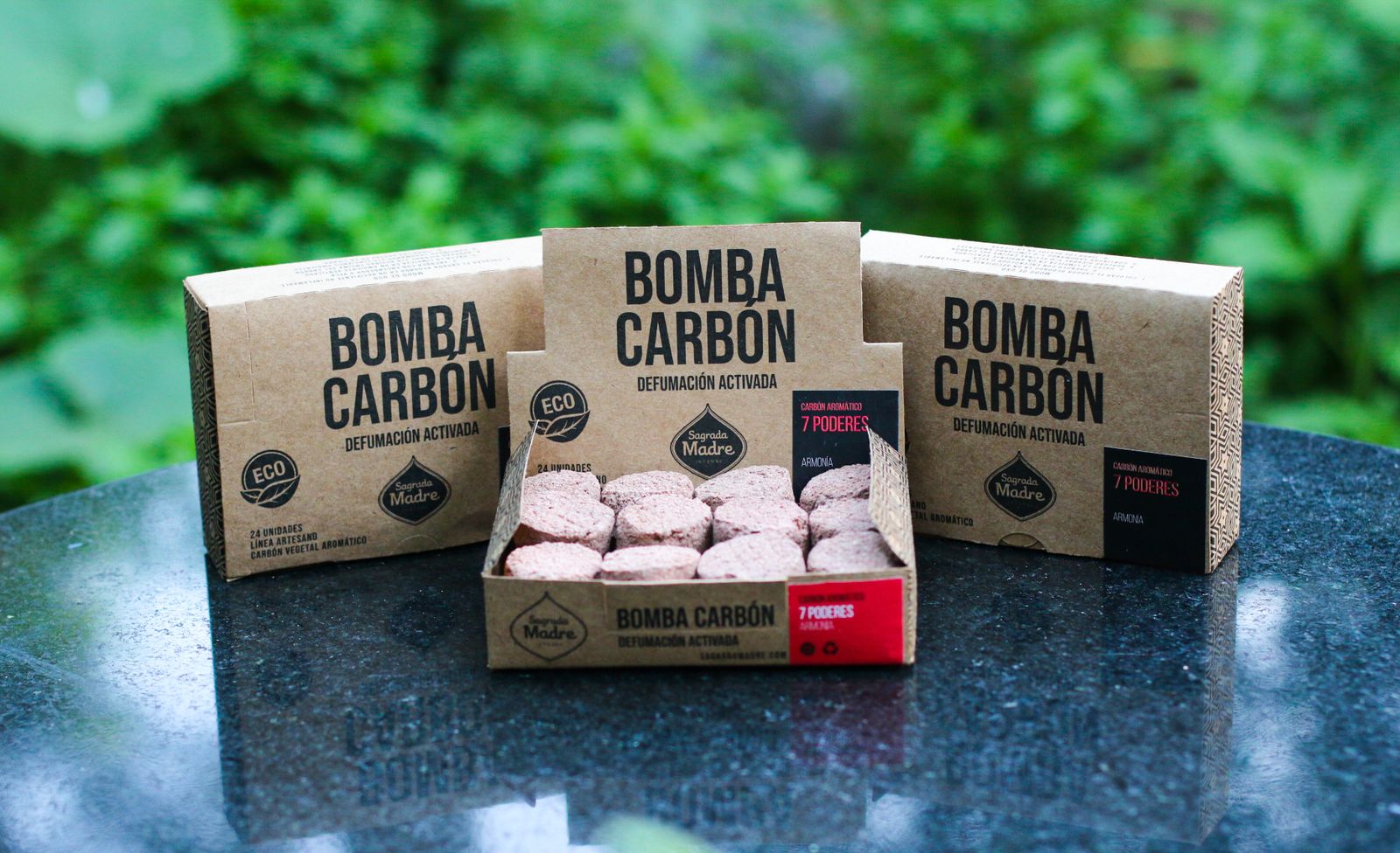 Sagrada Madre – Bomba Carbón - Aktiv-Räucherkohle - 7 Kräfte - 24 Stk.