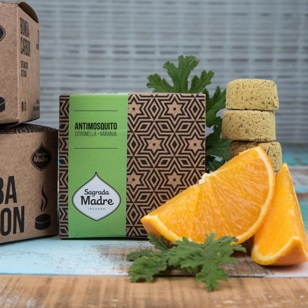 Sagrada Madre – Bomba Carbón - Aktiv-Räucherkohle - Citronella & Orange - 12 Stk.