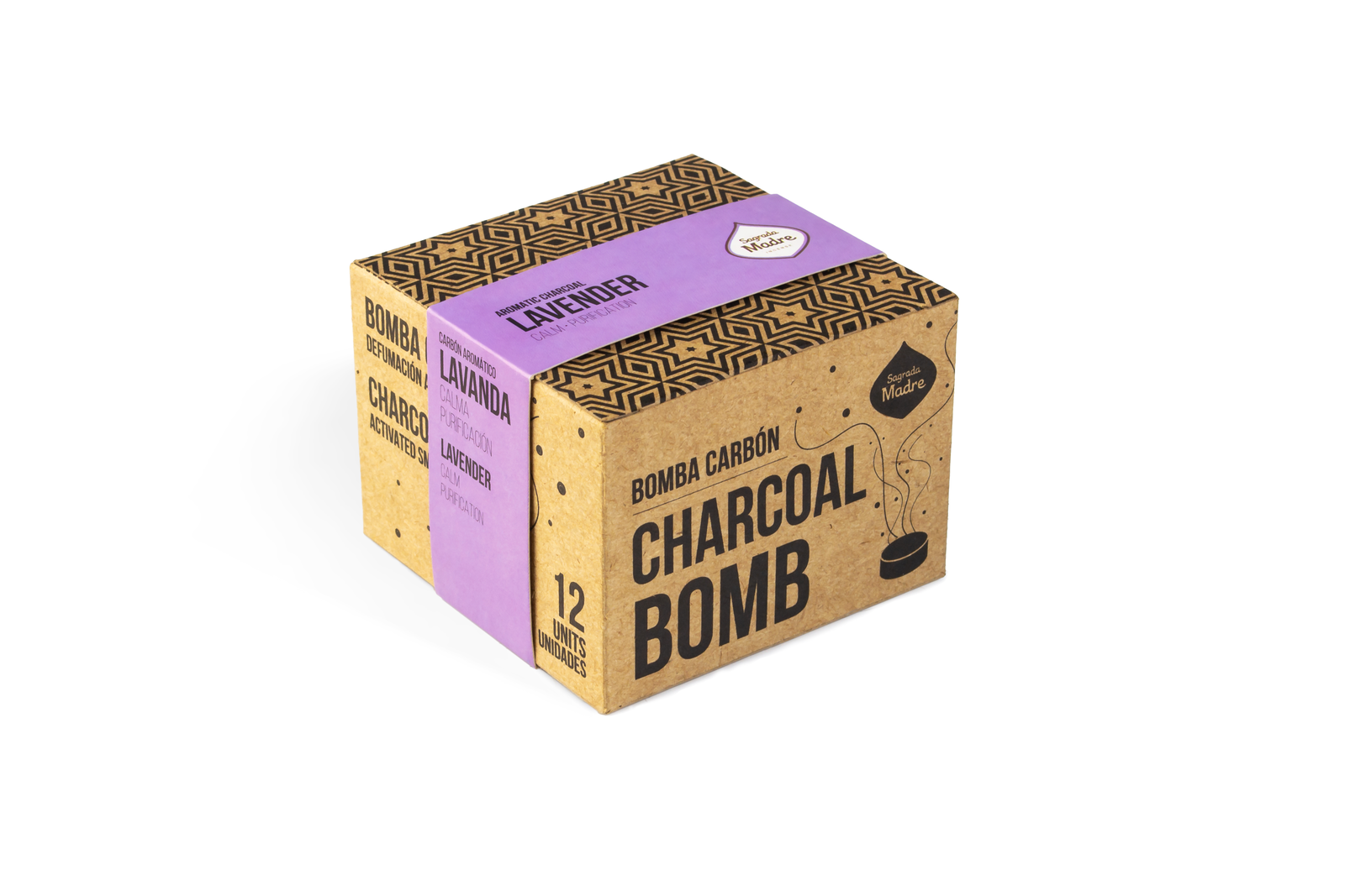 Sagrada Madre – Bomba Carbón - Aktiv-Räucherkohle - Lavendel - 12 Stk.