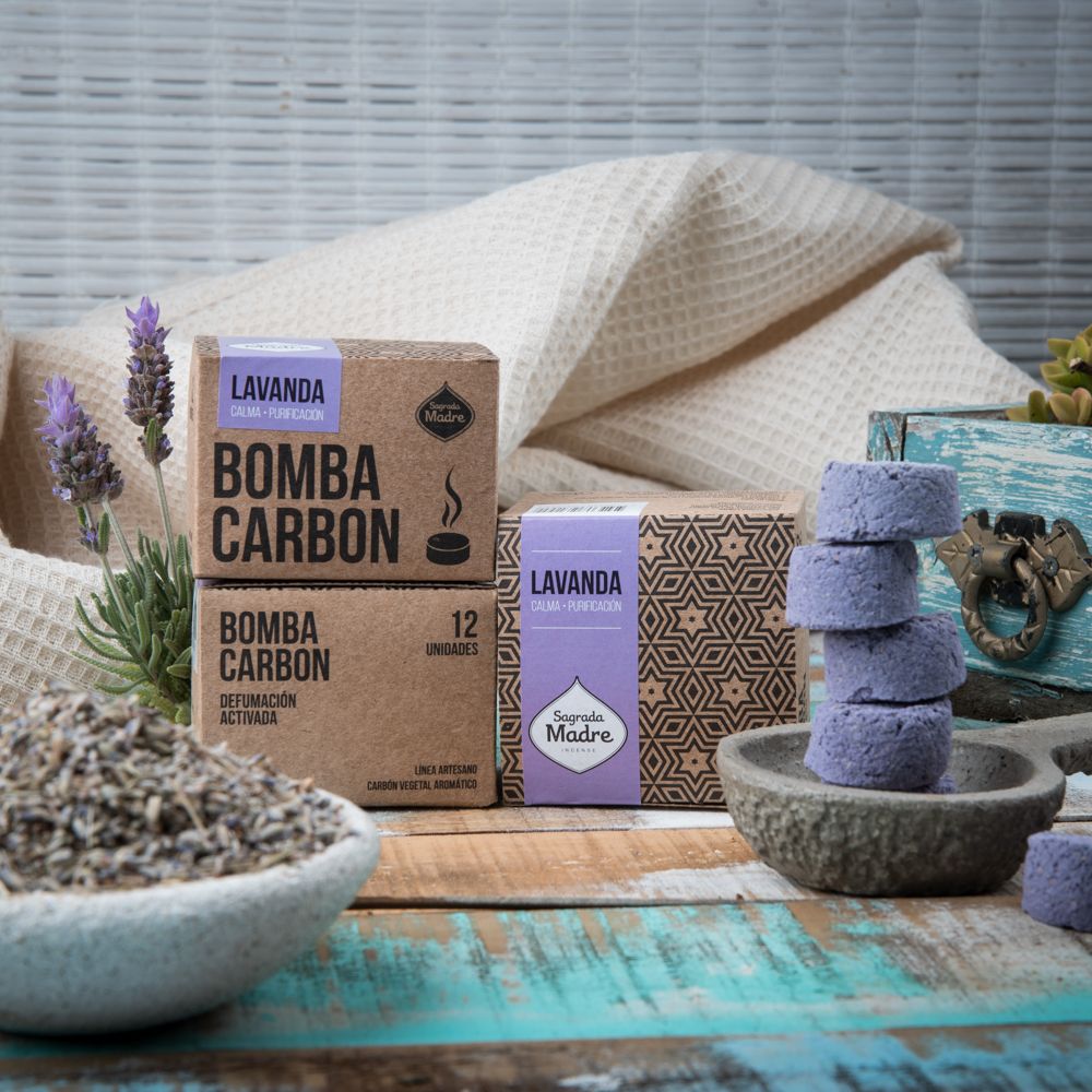 Sagrada Madre – Bomba Carbón - Aktiv-Räucherkohle - Lavendel - 12 Stk.