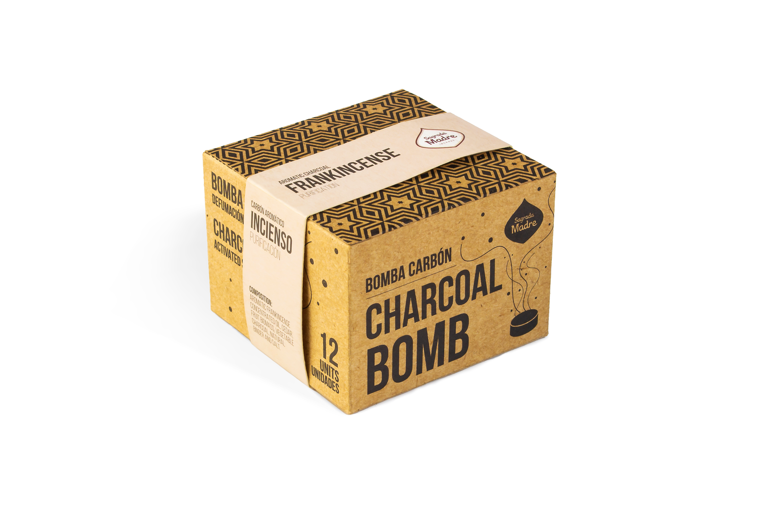 Sagrada Madre – Bomba Carbón - Aktiv-Räucherkohle - Weihrauch - 12 Stk.