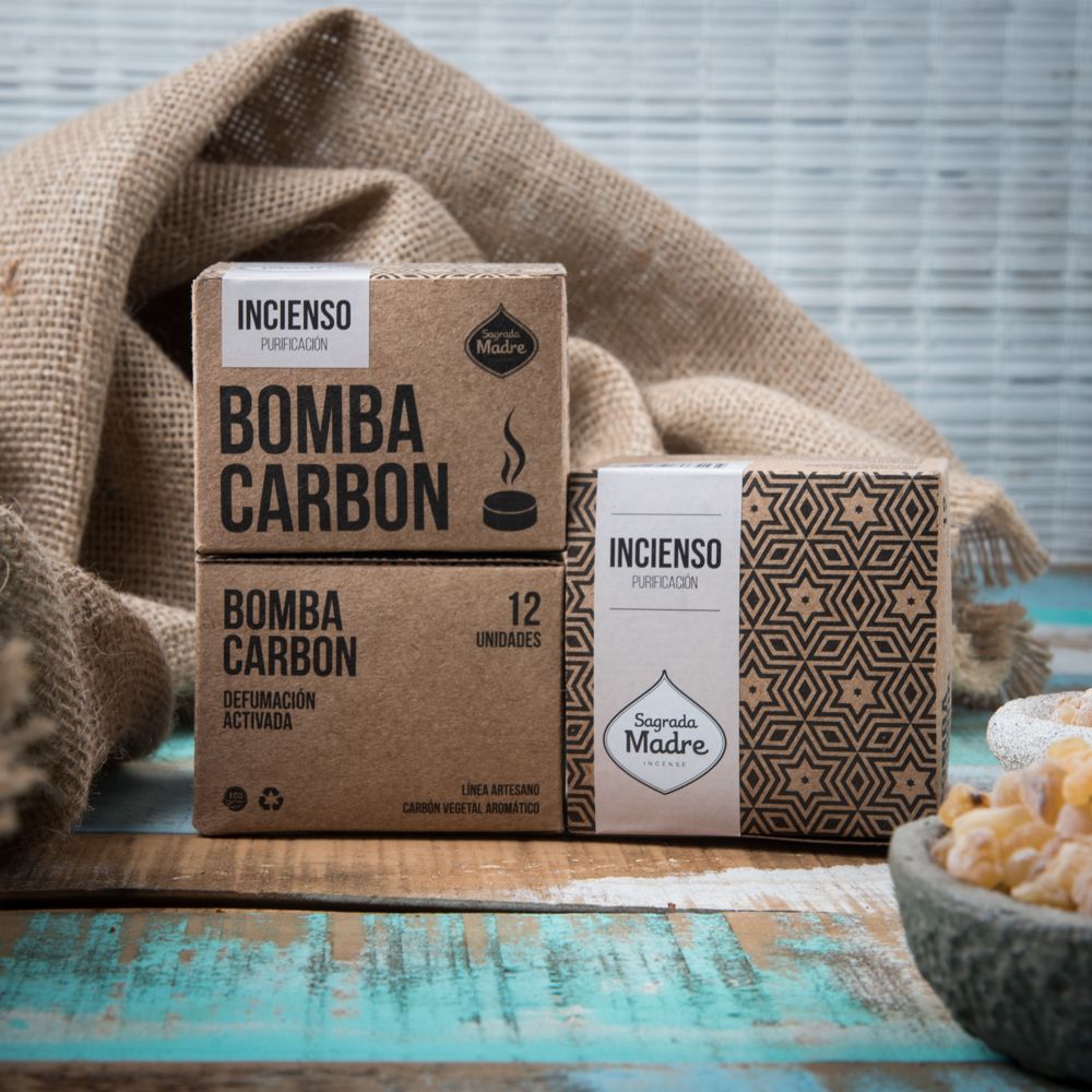 Sagrada Madre – Bomba Carbón - Aktiv-Räucherkohle - Weihrauch - 12 Stk.