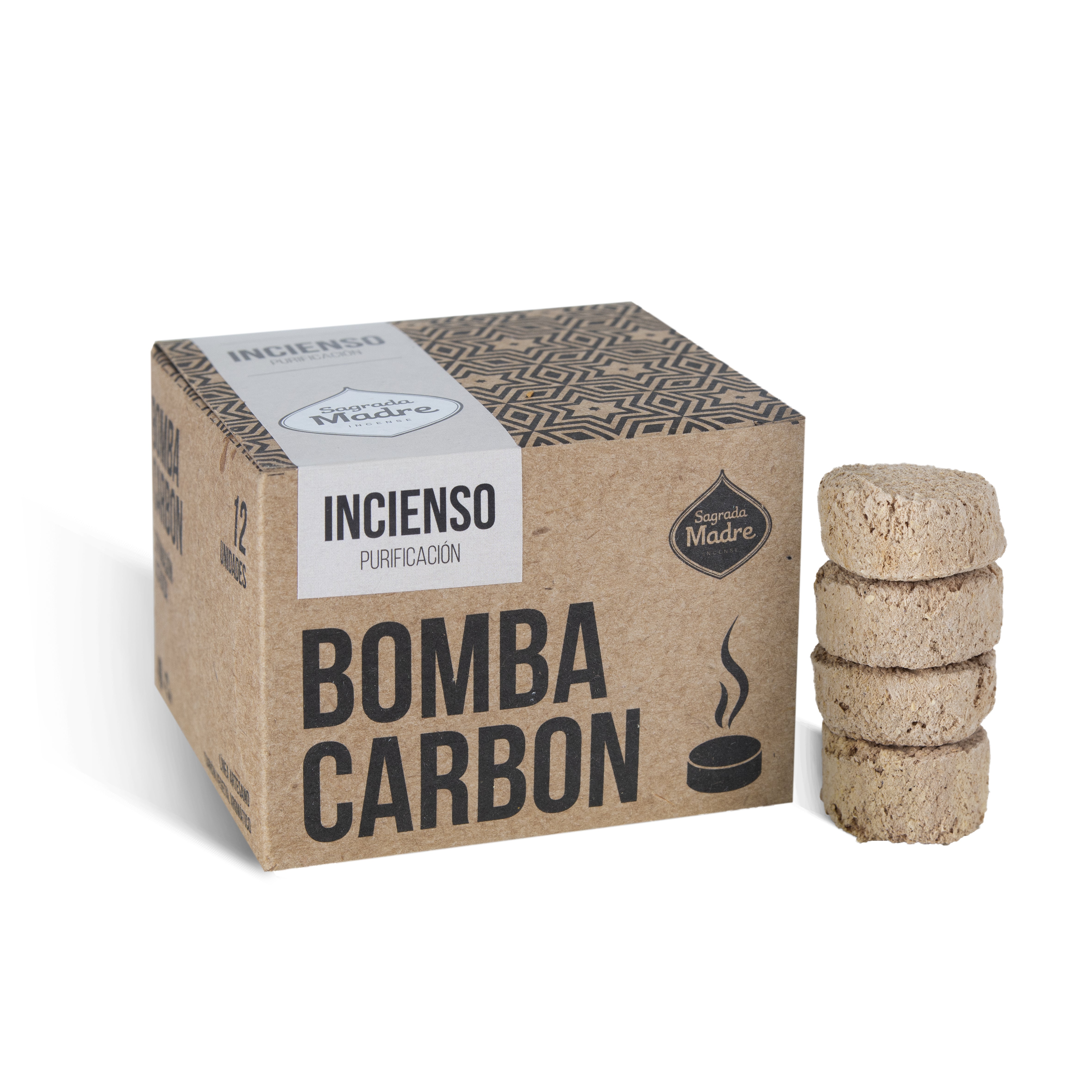 Sagrada Madre – Bomba Carbón - Aktiv-Räucherkohle - Weihrauch - 12 Stk.