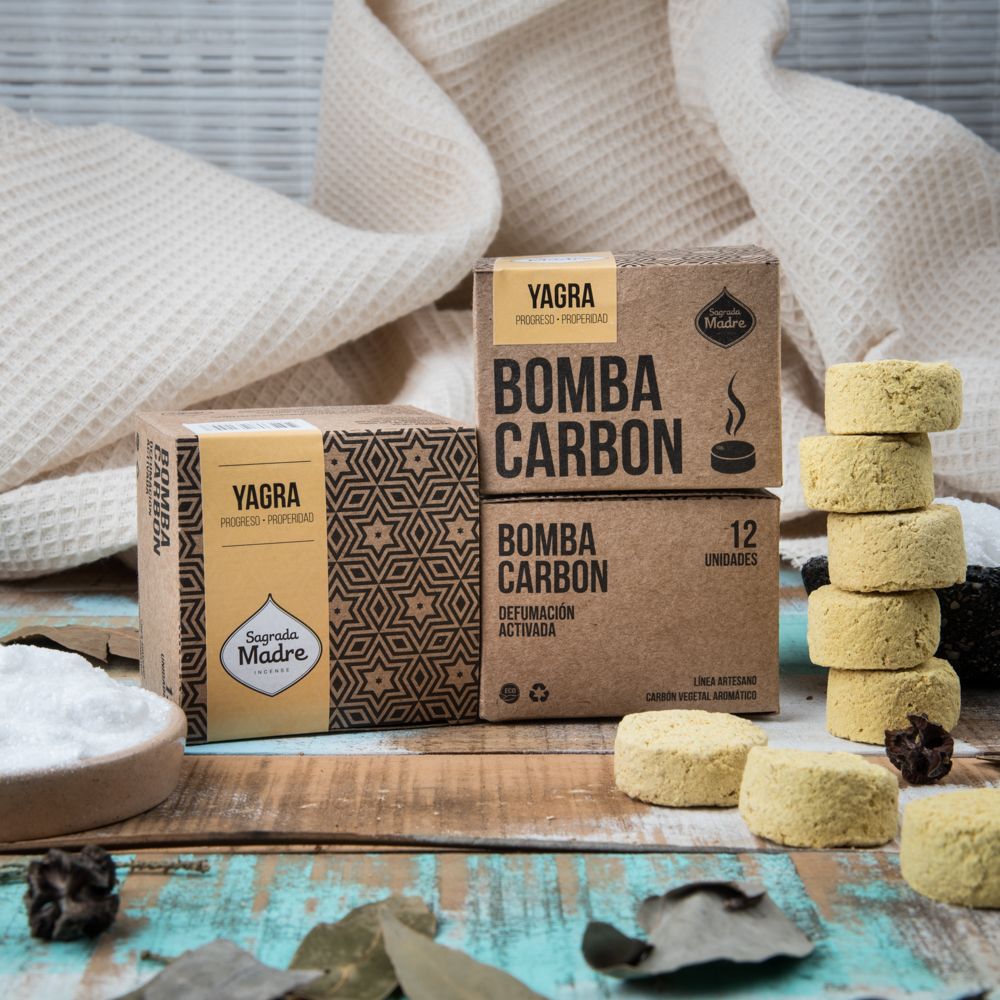 Sagrada Madre – Bomba Carbón - Aktiv-Räucherkohle - Yagra - 12 Stk.