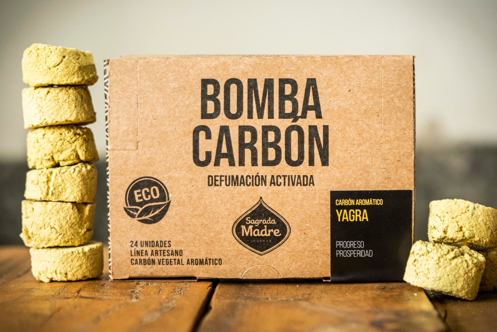 Sagrada Madre – Bomba Carbón - Aktiv-Räucherkohle - Yagra - 24 Stk.