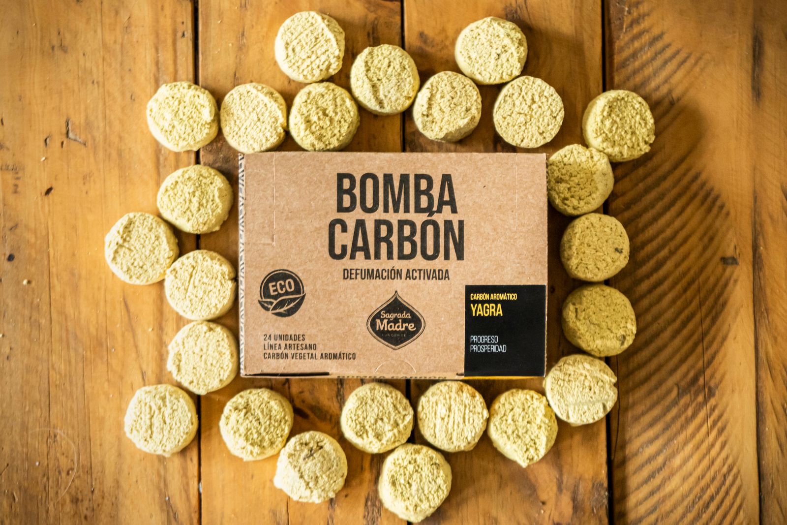 Sagrada Madre – Bomba Carbón - Aktiv-Räucherkohle - Yagra - 24 Stk.