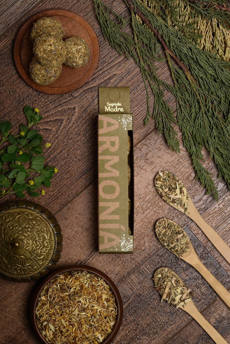 Sagrada Madre – Bombita Herbal - Räucherkugeln - Harmonie - 4 Stk.