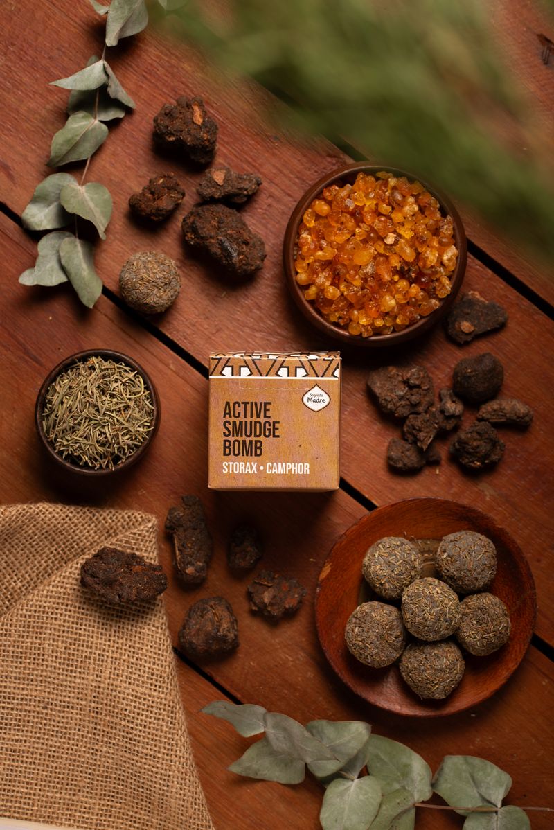 Sagrada Madre – Bombitas - Aktiv Räucherkugeln - Styrax & Kampfer – 8 Stk.