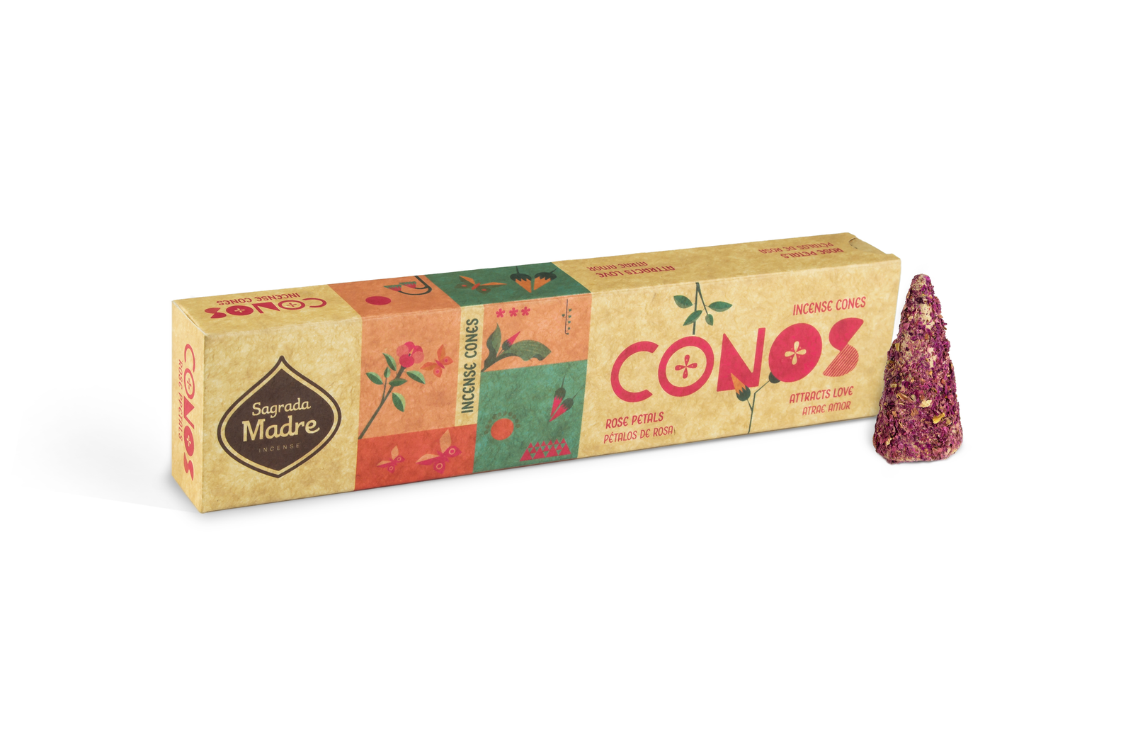 Sagrada Madre – Räucherkegel - Rosenblüten - Zieht Liebe an - 8 Stk.
